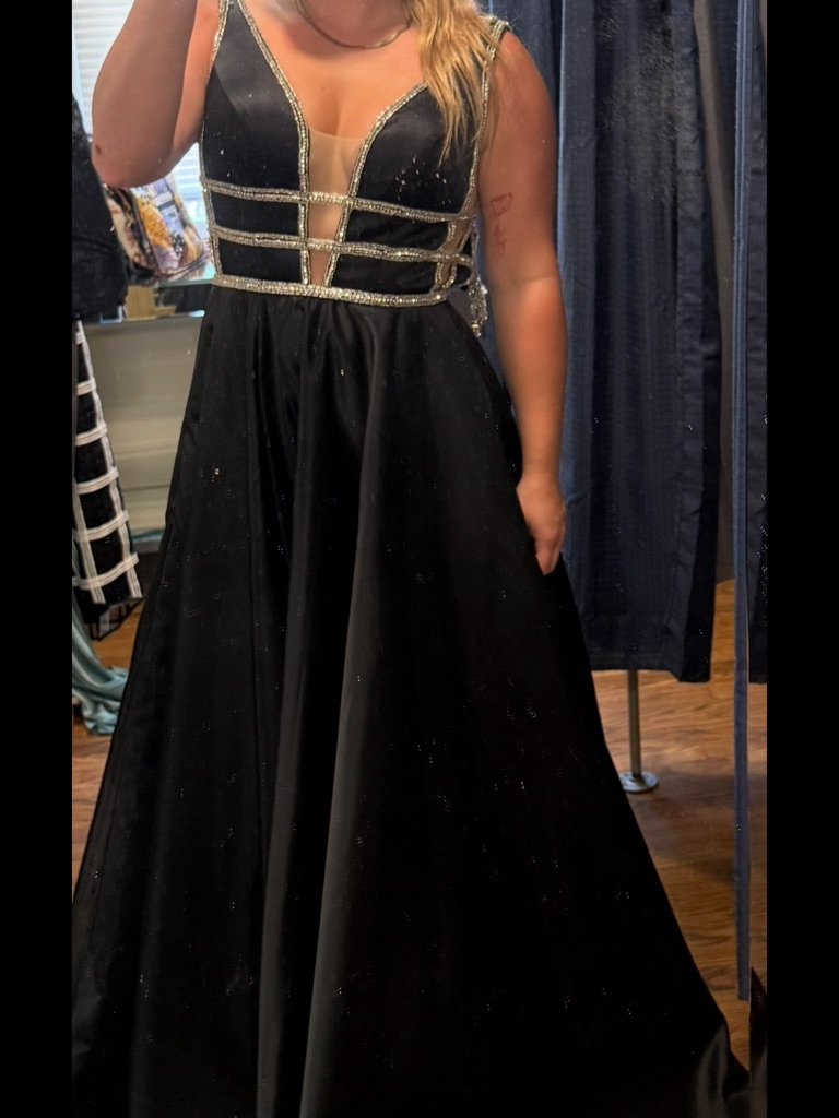 Black Evening Gown With Gold Trim